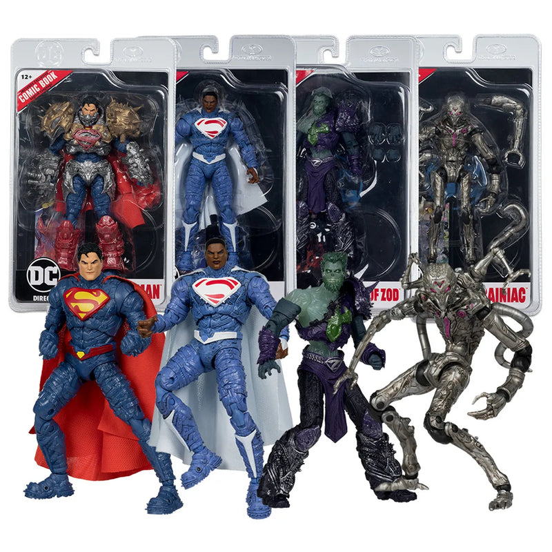 Coleção Comic Book DC c/ quadrinho Colecionável - Superman, Earth 2 Superman, Ghost of Zod, Brainiac - 18cm